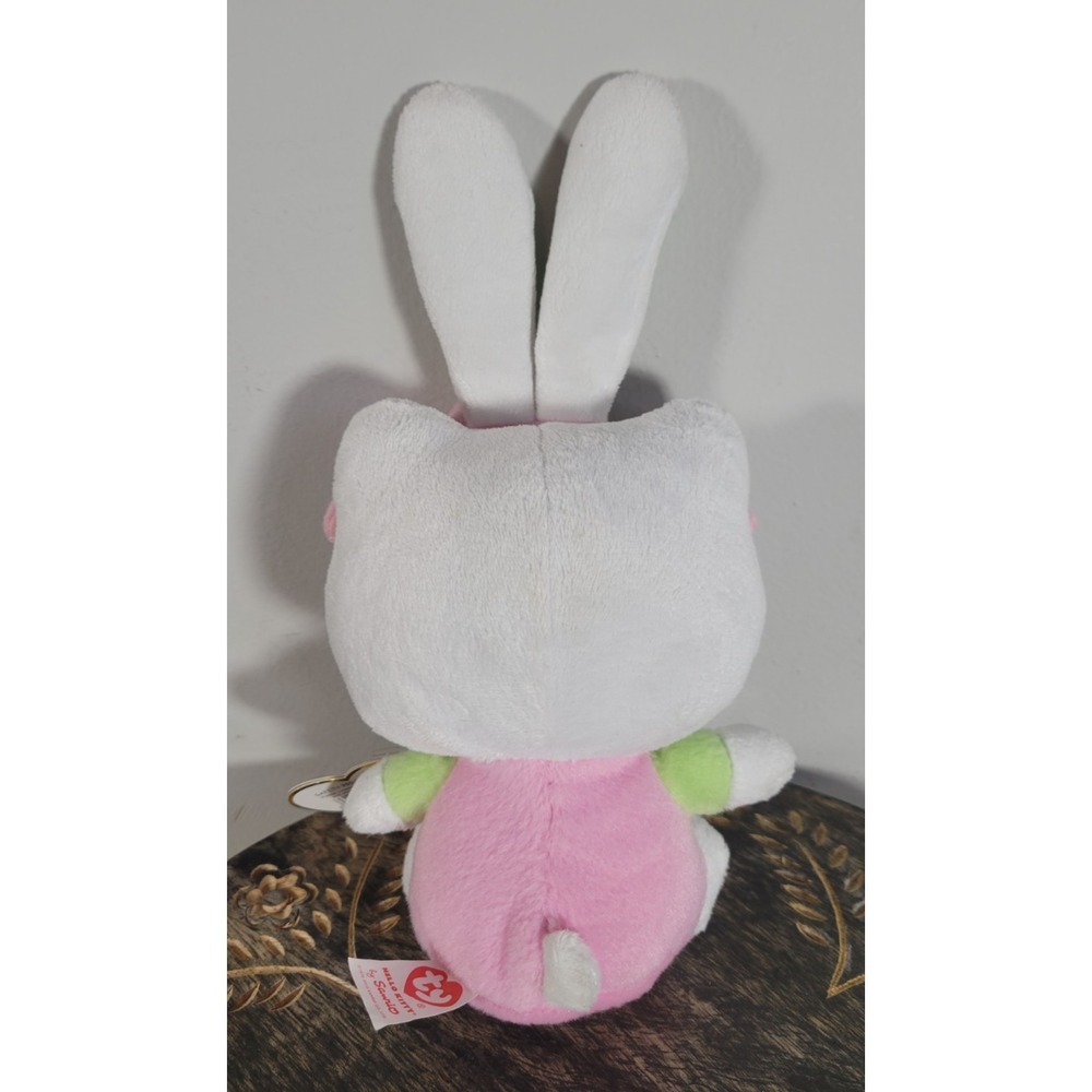 TY Sanrio Hello Kitty Rabbit Bunny Ears Plush 9" Easter Bunny Pink Green - Picture 2 of 5